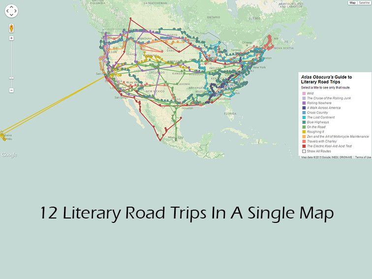 12个文学公路在单一地图中进行