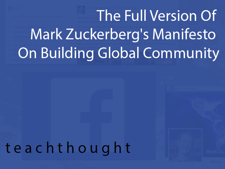 马克·扎克伯格关于建立全球社区宣言的完整版