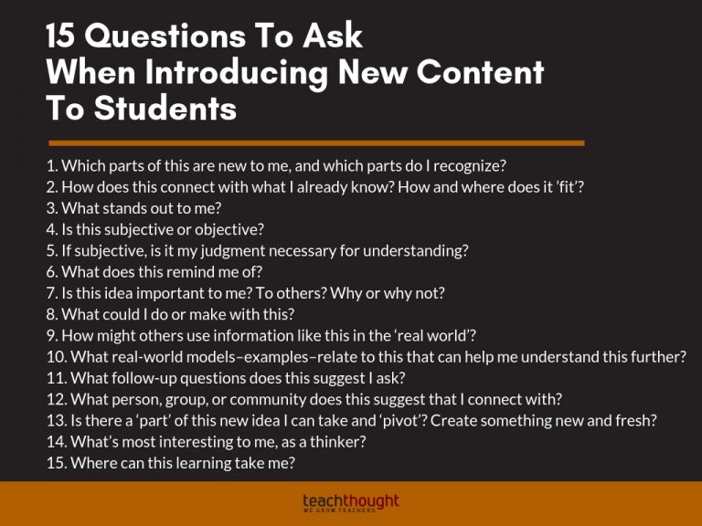 学习新内容时，学生可以问自己的15个问题
