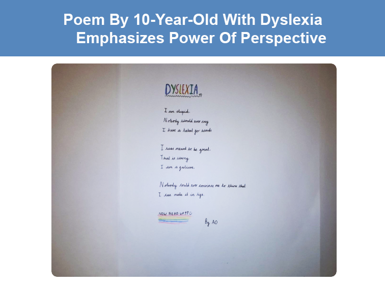 10岁的诵读困难学生的诗强调透视的力量